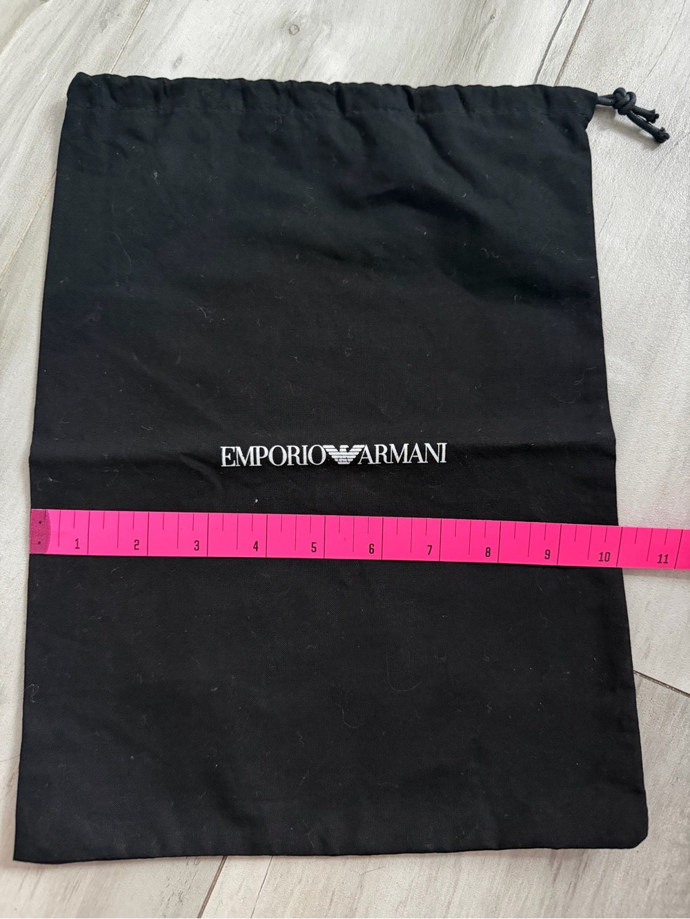 Emporio Armani Black Drawstring Logo Dust Bag with Pink Tape